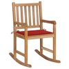 vidaXL Rocking Chair Outdoor Patio Rocking Chair with Cushion Solid Wood Teak - Red - 2 of 4