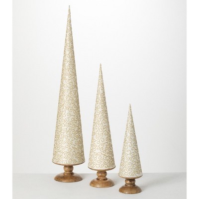 Sullivans Finial Wood Tree Set of 3, 31"H, 21.5"H & 15"H Brown