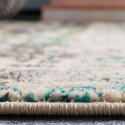 Blue and Green Abstract Synthetic Area Rug