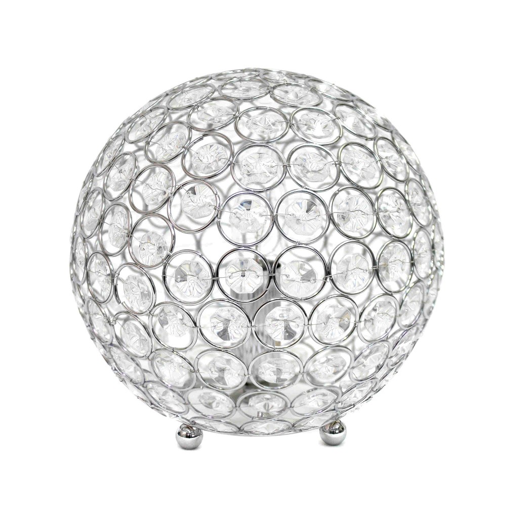 Photos - Floodlight / Street Light 8" Elipse Medium Contemporary Metal Crystal Round Orb Table Lamp Metallic