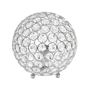8" Elipse Medium Contemporary Metal Crystal Round Orb Table Lamp - Lalia Home