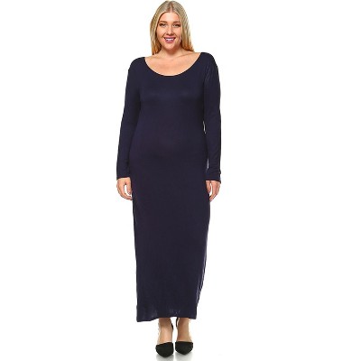 Women's Plus Size Long Sleeve Maxi Dress Blue - Mark :