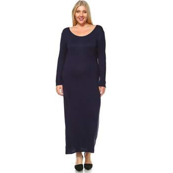 Women's Plus Size Long Sleeve Maxi Dress - White Mark
