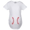 Maternity Baseball Laces Pregnancy T Shirt Novelty Sports Baby Bump Tee - Crazy Dog Maternity T Shirt - image 2 of 4