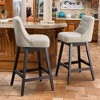 Beautyolove 29 in. Beige Fabric Upholstered Bar Height Swivel Bar Stool with Solid Wood Frame (Set of 2) - 2 of 4