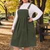 Women's Plus Size Corduroy Adjustable Strap Pleated Midi Casual Overall Pinafore Dress with Pockets - Agnes Orinda - 2 of 4