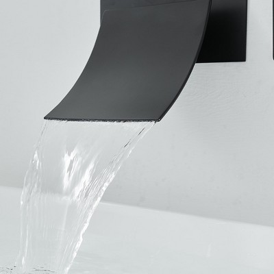 Matte Black Wall-Mount Single Handle Waterfall Bathroom Faucet