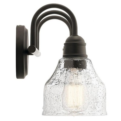 Avery Distressed Bronze 3-Light Vanity with Clear Seeded Glass