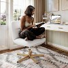 Merrick Lane Mid-Back Height-Adjustable Stationary Armless Swivel Office Chair - Padded Upholstered Wide Back and Seat, Strong Frame - 2 of 4