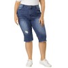 Agnes Orinda Women's Plus Size Capri Ripped Slash Pocket Raw Hem Slim Casual Jean Shorts - 3 of 4