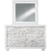 HomeStock White Mirror with Faux Marble Border and LED Lighting – Luxurious Bedroom Accent Piece - 3 of 4