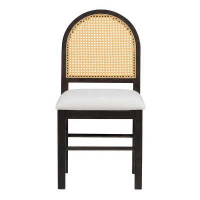 4 Retro Upholstered Chairs, Chair With Rattan Backrests, Dining Chairs Set Of 4, Accent Chair With Back, Armless Chairs-Cuddlewood