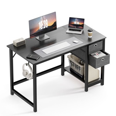 JIONJOY 47 inch Wide Writing Desk with 2 Drawers - Black