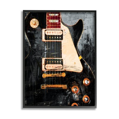 Stupell Industries Vintage Electric Guitar Music Notes Framed Giclee Art