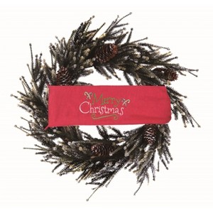 Transpac Cotton 13 in. Red Christmas Merry Christmas Wreath Wrap - 1 of 2