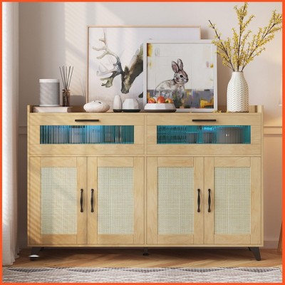 Sideboard Buffet Cabinet With Power Outlet & LED Light
