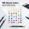 Ohuhu Markers Brush Tip 48-colors with 100% Bleed-proof 36-sheet Stress-Relief Coloring Book - Dual Tipped Markers for Adults - Fine & Brush - 3 of 4