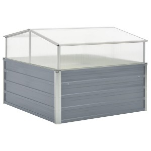 vidaXL Greenhouse Gray PC board, Galvanized Steel Medium Stackable - 1 of 4