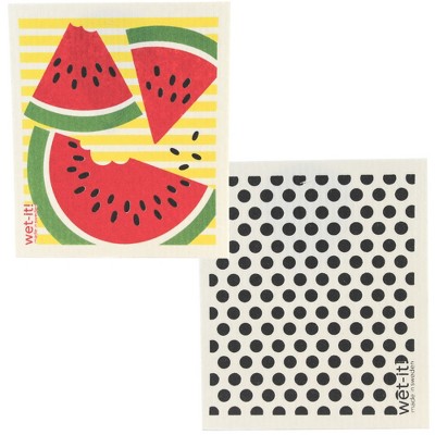 Swedish Dish Cloth 7.75" Watermelon Slice & Black Dots Eco Friendly  -  Dish Cloth