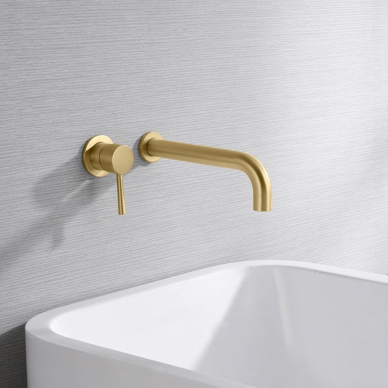 Sumerain Tub Filler Wall Mount Roman Tub Faucet Brushed Gold Single Left-Handed Handle, Brass Valve, 5 of 9