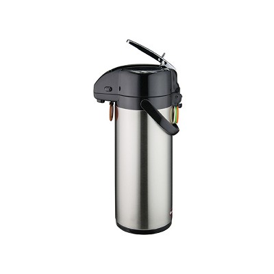 Winco Stainless Steel Lined Airpot, 3-Liter, Lever Top With 4 color tags