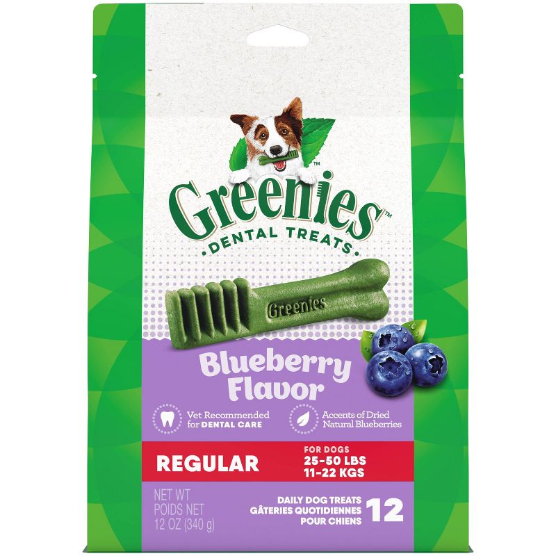 Greenies Blueberry Regular Adult Dental Dog Treats - 12 oz, 1 of 9