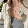 HTUTWOO Silver Rice Droplet Necklace Double - Layer Snake Bone Chain Simple and Versatile Personalized and Elegant Jewelry for Women - 3 of 4