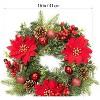 TackView 16" Christmas Wreath for Front Door, Xmas Door Wreath with Balls, Artificial Flowers, for Fireplace Wall Window Holiday Decoration - 4 of 4