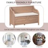 Rustic Style Solid wood Entryway Multifunctional Storage Bench with Safety Hinge (White+ Beige) - 3 of 4