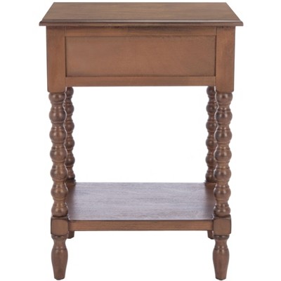 Athena Medium Brown Pinewood Accent Table with Storage