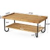 Tribesigns 47.24-Inch Solid Wood Coffee Table, 2-Tier Rectangular Center Table with Curved Metal Legs - 3 of 4