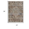 HomeRoots 2' X 3' Tan Blue And Burnt Orange Oriental Distressed Area Rug With Fringe - 3 of 4