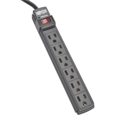 Tripp Lite Power Strip 6 Outlet NEMA 5-15R AC 6 ' Cord 5-15P Black Housing - NEMA 5-15P - 6 x NEMA 5-15R - 6 ft Cord - 15 A Current - 120 V AC Voltage
