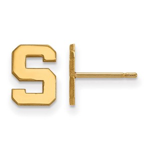 Black Bow Jewelry 14k Yellow Gold Plated Sterling Silver Michigan State Spartans NCAA Post Earrings - 1 of 3