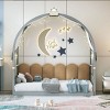 Twin Size Canopy Platform Bed with Arched Roof and Trundle, Extended Bed with Tent and Light Strip, Wooden Bed with Whiteboard-Baofuwish - 3 of 4