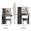 FONTOI Bedside Vanity Table with Cushioned Stool&Hair Dryer Bracket, Dresser with Mirror&Tri-color Switching for Bedroom, Black, 12.6"*50.4"*29.2" - 3 of 4