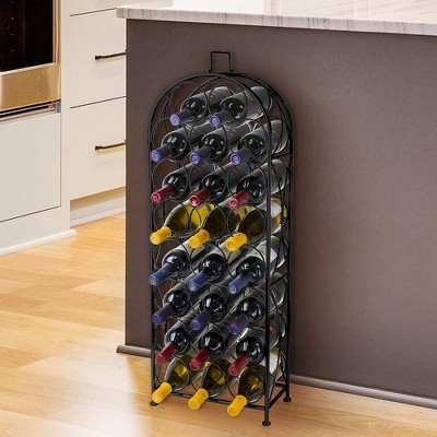 Sorbus Black Metal 23-Bottle Bordeaux Chateau Wine Rack