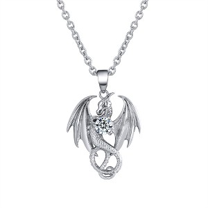 Dragon Necklace for Men or Women Stainless Steel Cz Punk Gothic Ginger Lyne Collection - 1 of 4