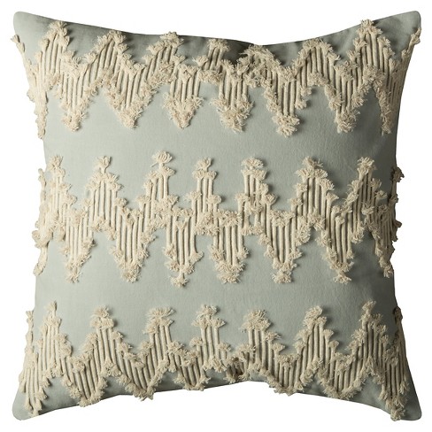 Natural Dust Blue Frayed Chevron Throw Pillow 20 X20 Rizzy