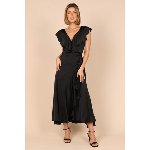 Cally Frill Shoulder Maxi Dress - Black S