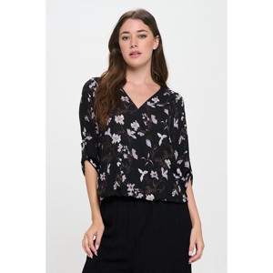 WEST K Women's Alexa Surplice V-Neck Rolltab Blouse - 1 of 4