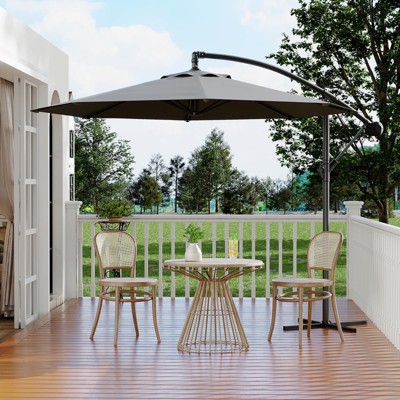 10ft Offset Patio Umbrella, Cantilever Umbrella with Easy Lift & Tilt Adjustment, 8 Ribs Sun umbrella UV Protection for Backyard, Pool, Garden