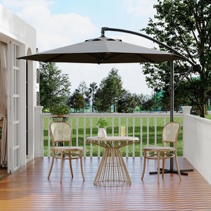 10ft Offset Patio Umbrella, Cantilever Umbrella with Easy Lift & Tilt Adjustment, 8 Ribs Sun umbrella UV Protection for Backyard, Pool, Garden - 1 of 4
