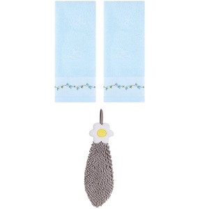 REGALWOVEN 3 Pcs Floral Soft Absorbent Hand Towel for Bathroom Kitchen - 1 of 4