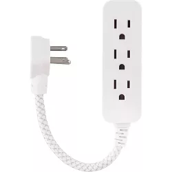 Philips 3-Outlet Surge Protector with 1 Ft. Extension Cord, Gray and White