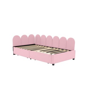 Bellemave  Twin Size Upholstered Daybed with 2 Storage Drawers, Velvet L-Shape daybed, upholstered daybed for Bedroom Living Room,Pink - 1 of 3