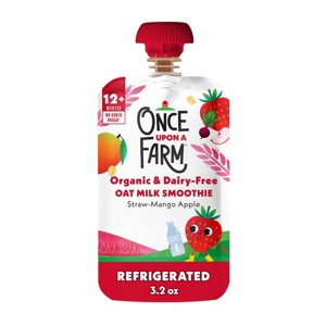 Once Upon A Farm Organic Dairy-Free Straw-Mango Apple Oat Milk Smoothie - 3.2oz - 1 of 4