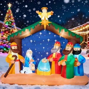 Joyfy 6.5/8 FT Long Christmas Inflatables Outdoor Decoration, Christmas Nativity Scene Set with LEDs for Xmas Party Indoor Outdoor Yard Garden Decor - 1 of 4