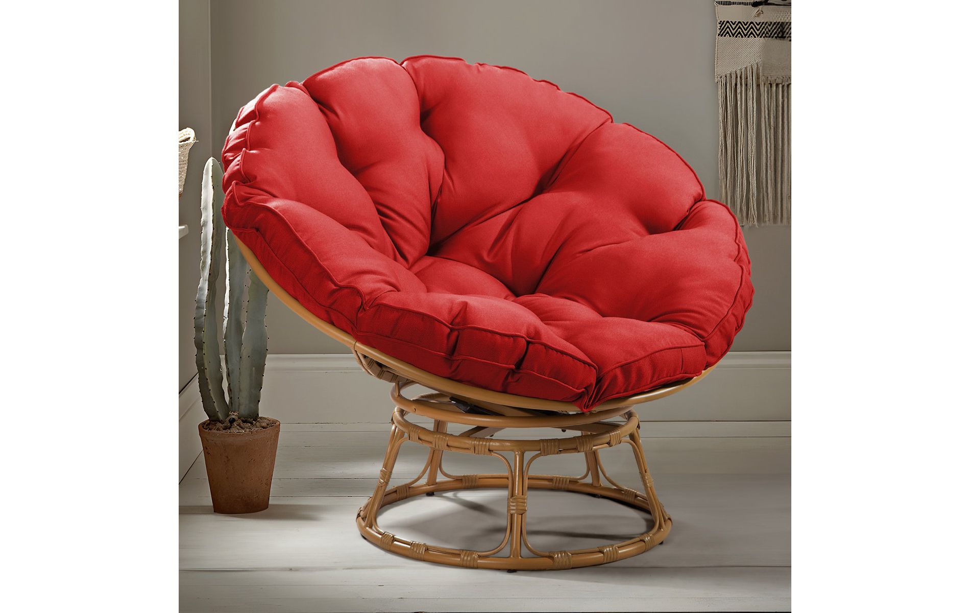 UPTIOT Swivel Metal Outdoor Lounge Chair Red