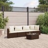 vidaXL Patio Sofa Set with Cushions Lounge Setting Outdoor Furniture Poly Rattan - Brown and cream - 2 of 4